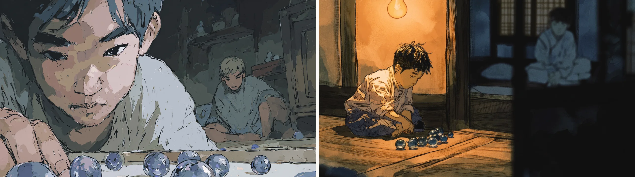 왼쪽은 버린 후보, 오른쪽은 채택한 컷.